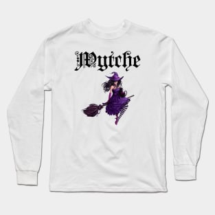 Wytche - with a Pretty Witch Flying on a Broom Long Sleeve T-Shirt